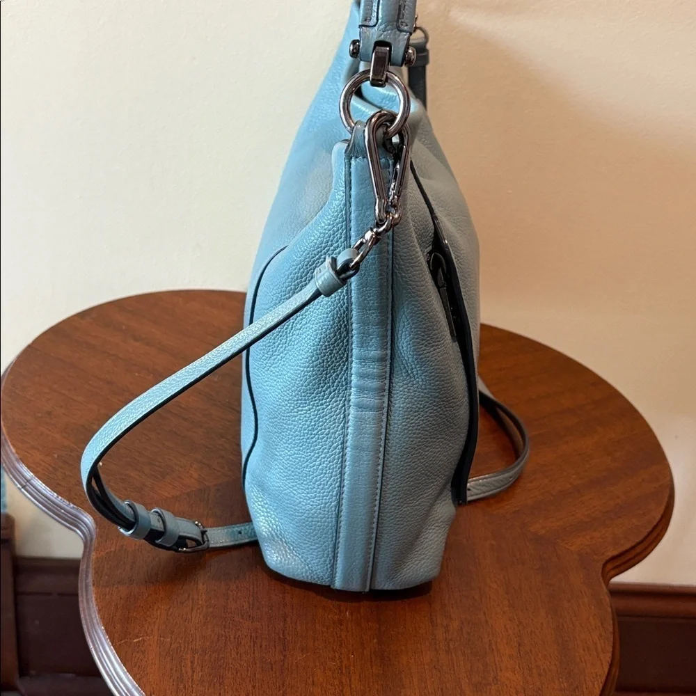 Coach Scout hobo bag 24770 pebbled Leather mineral blue gunmetal HW EUC